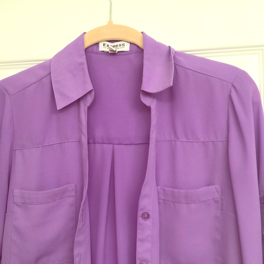 Purple longsleeve button-down blouse
